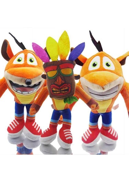 JeaLove Jea·love 3 Adet 28CM Crash Bandicoot Peluş Oyuncak Çocuk Hediyesi (Yurt Dışından)