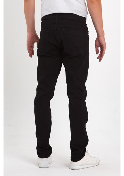 Erkek Regular Fit Yüksek Bel Klasik Kesim Rahat Moda Kot Pantolon Siyah