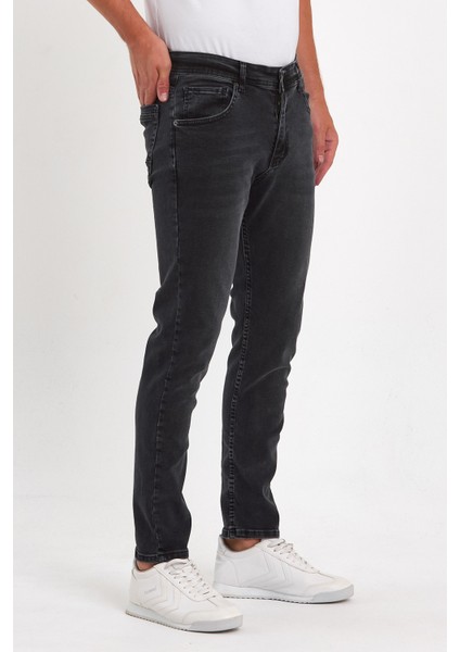Erkek Regular Fit Yüksek Bel Klasik Kesim Rahat Moda Kot Pantolon Antrasit modelleri