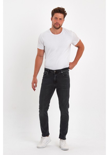 Erkek Regular Fit Yüksek Bel Klasik Kesim Rahat Moda Kot Pantolon Antrasit fırsatları