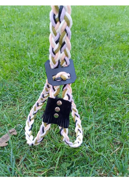 Köpek göğüs tasması gezdirme kayışlı takım örme halat deri saplı göğüs ölçüsü:30-60cm ayarlamalı gezdirme kayışı:100cm dog harness TB4-3