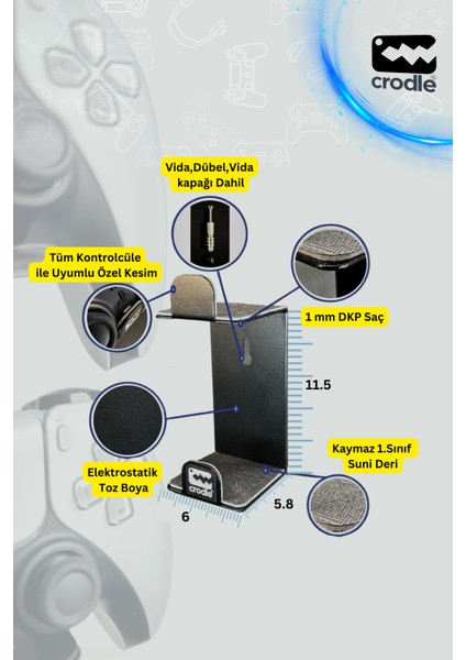 Duvara Monte Edilebilen Gaming Ps4 Ps5 Xbox Joystick Controller Tutucu ve Kulaklık Standı