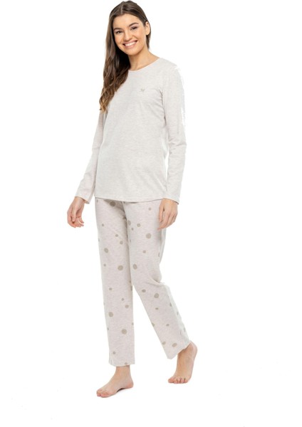 3993 Kadın Yuvarlak Yaka Pijama Takımı