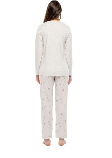 3993 Kadın Yuvarlak Yaka Pijama Takımı