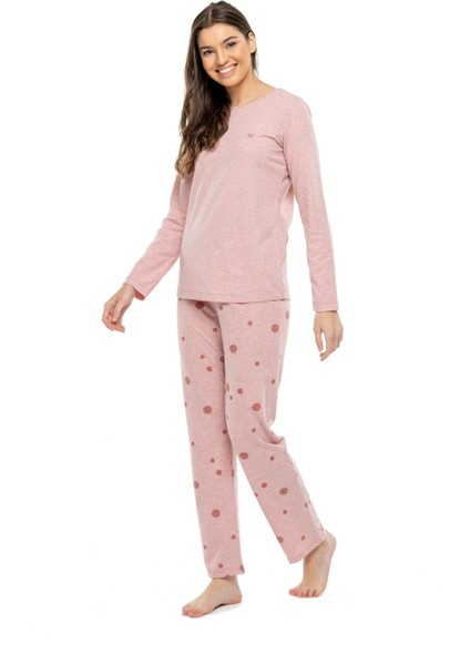 3993 Kadın Yuvarlak Yaka Pijama Takımı