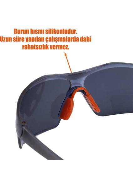 Iş Güvenlik Gözlüğü Uv Koruyucu Silikonlu Kaynak Gözlük S1100 Siyah 12 Adet