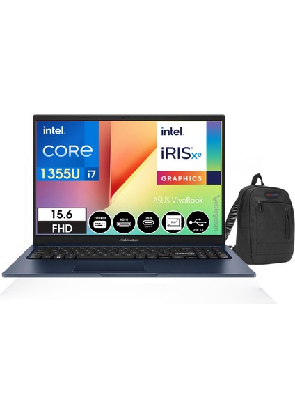 Vivobook 15 Intel Core I7-1355U 8 GB 256GB SSD 15.6" Dos Fhd Dizüstü Bilgisayar X1504VA-NJ41001+WEBLEGELSINÇANFA