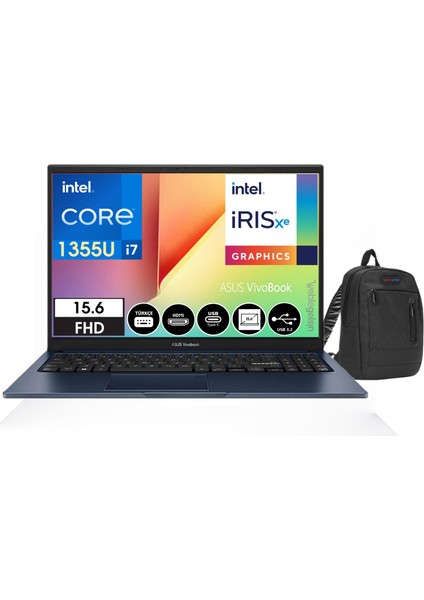 Vivobook 15 Intel Core I7-1355U 8gb 1tb SSD 15.6" Windows 11 Home Fhd Taşınabilir Bilgisayar X1504VA-NJ41019+ÇANFA