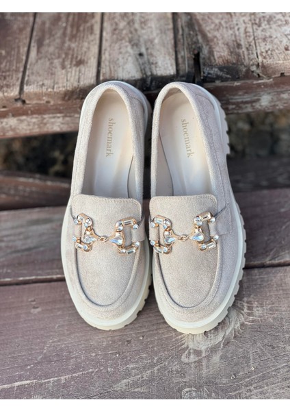 Tina Bej Süet Taşlı Toka Deaylı Kadın Loafer fiyatları