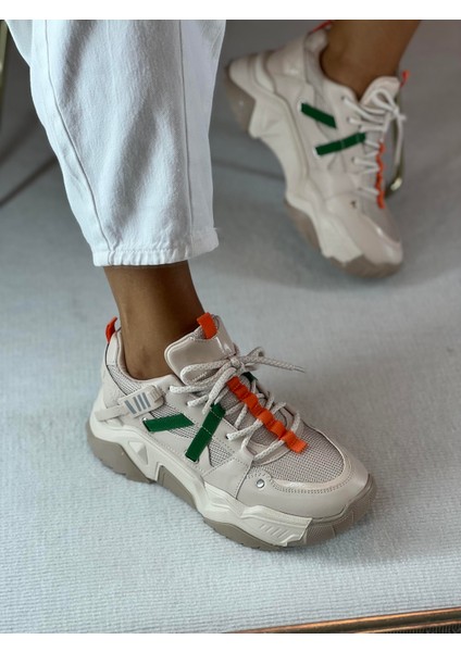 Bold Bej Bağcıklı Kadın Sneaker modelleri
