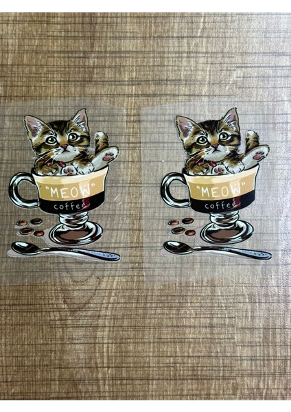 7x5 2 Adet Ütü Ile Yapışan Kedi Kahveli Kedi Arma Traansfer Baskı Aplike