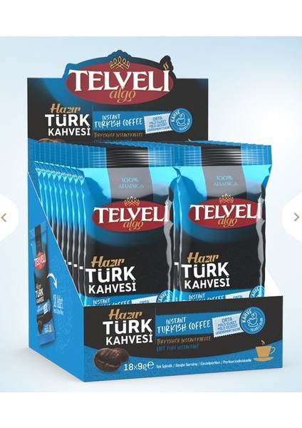 Algo Telveli Telveli Hazır Türk Kahvesi Orta 9 gr 6 Kutu x 10 Adet