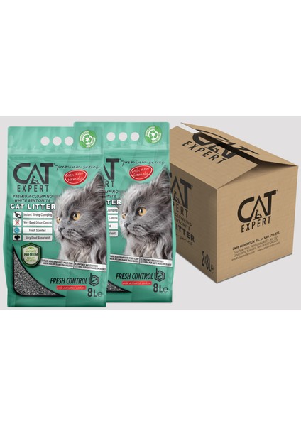 CAT EXPERT Kedi Kumu Fresh Control With Activated Carbon Topaklanan Koku Hapseden Tozsuz 8LTX 2 Adet