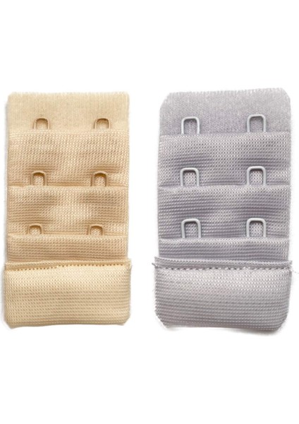 2 Adet Agraf Sütyen Uzatma Kopçası 3 Sıra / 2 Kanca Ten Gri