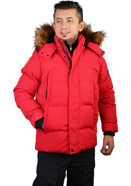 M-Brendan Erkek Kapişonlu Parka Kısa - Kırmızı -101347081 S - Kırmızı