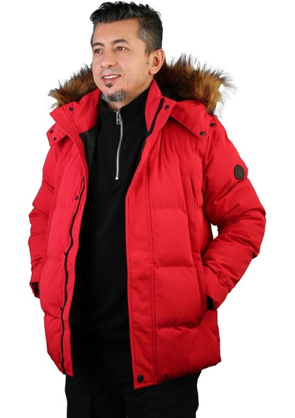 M-Brendan Erkek Kapişonlu Parka Kısa - Kırmızı -101347081 S - Kırmızı modelleri