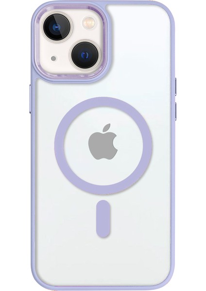 iPhone 14 Plus Lüks Magsafe Kablosuz Şarj Mıknatıslı Lila Renkli Kılıf