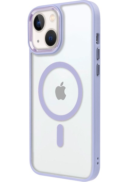 iPhone 14 Plus Lüks Magsafe Kablosuz Şarj Mıknatıslı Lila Renkli Kılıf