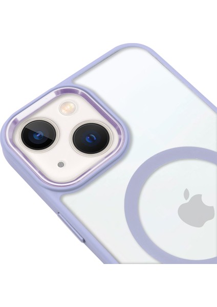iPhone 14 Plus Lüks Magsafe Kablosuz Şarj Mıknatıslı Lila Renkli Kılıf