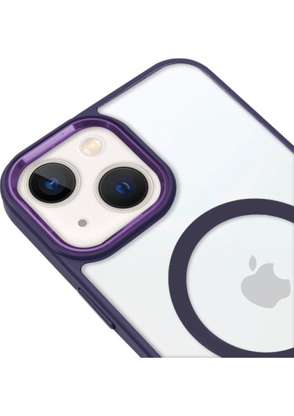 iPhone 14 Plus Lüks Magsafe Kablosuz Şarj Mıknatıslı Mor Renkli Kılıf