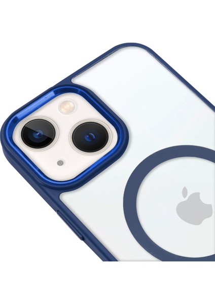 iPhone 13 Lüks Magsafe Kablosuz Şarj Mıknatıslı Lacivert Renkli Kılıf