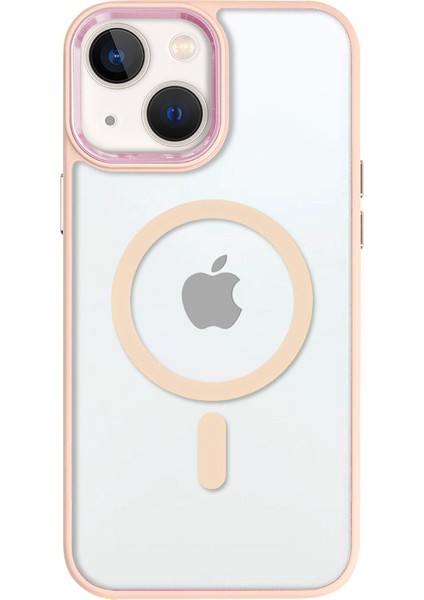 iPhone 14 Lüks Magsafe Kablosuz Şarj Mıknatıslı Pembe Renkli Kılıf