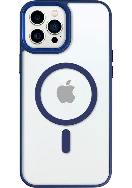 iPhone 13 Pro Max Lüks Magsafe Kablosuz Şarj Mıknatıslı Lacivert Renkli Kılıf