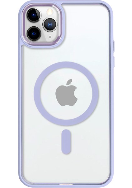 iPhone 11 Pro Lüks Magsafe Kablosuz Şarj Mıknatıslı Lila Renkli Kılıf