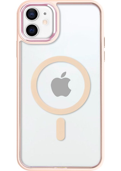 iPhone 11 Lüks Magsafe Kablosuz Şarj Mıknatıslı Pembe Renkli Kılıf