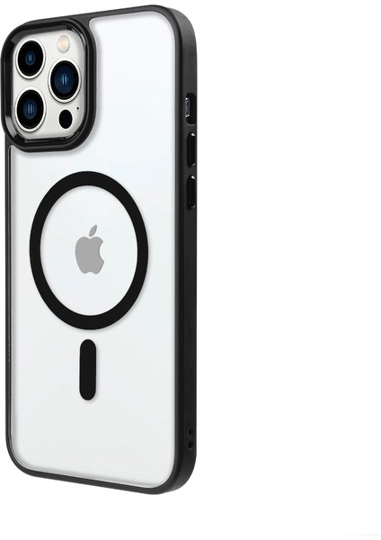 iPhone 13 Pro Lüks Magsafe Kablosuz Şarj Mıknatıslı Siyah Renkli Kılıf