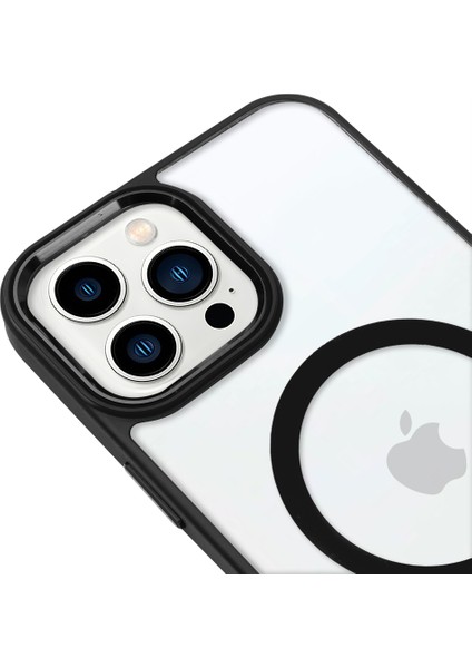 iPhone 13 Pro Lüks Magsafe Kablosuz Şarj Mıknatıslı Siyah Renkli Kılıf