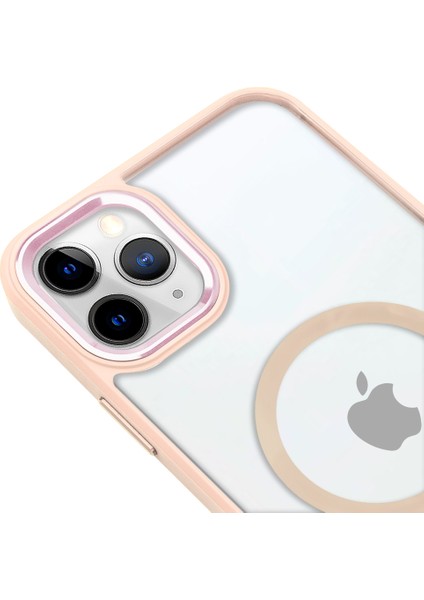 iPhone 11 Pro Lüks Magsafe Kablosuz Şarj Mıknatıslı Pembe Renkli Kılıf