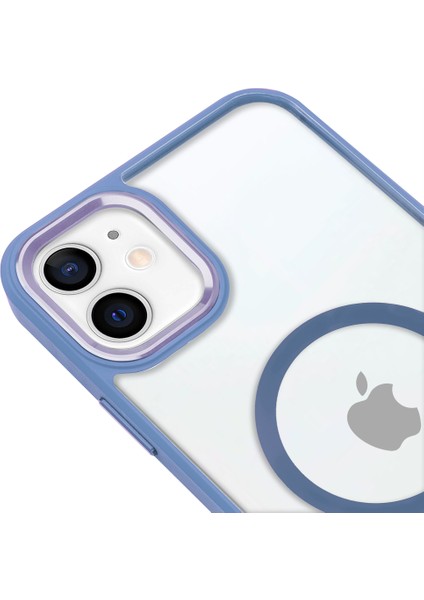 iPhone 11 Lüks Magsafe Kablosuz Şarj Mıknatıslı Mavi Renkli Kılıf