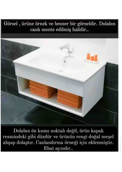 D-Lıght 110 cm Otel Unıt Banyo Lavabo Dolabı - Doğal Meşe Dolap (Lavabo Dahildir) - 58147