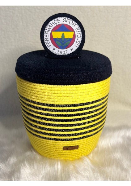 27X27 El Yapımı Kapaklı Fenerbahçe Temalı Düzenleyici Sepet, Taraftar Sepet