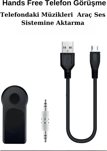 Araç Içi Kablosuz Müzik Aktarma ve Telefon Görüşme Aparatı Aux Mini Wireless
