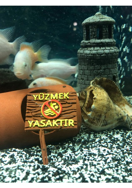 ATG Store Akvaryum Dekoru - Yüzmek Yasaktır Yazısı