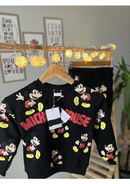 Yazekids Siyah Mickey Çocuk Eşofman Takımı