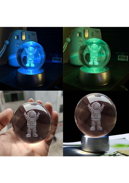 Astronot Temalı Hediyelik Işıklı Cam Küre Astronot Cam Küre