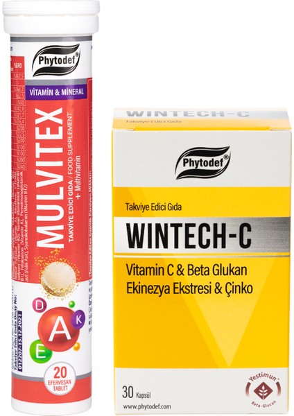 Mulvitex Multivitamin Efervesan Tablet - 20 Adet & Wintech C + Beta Glukan - 30 Kapsül
