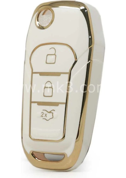 Ford Mondeo Focus Fiesta Ranger Anahtar Kılıfı Beyaz Gold