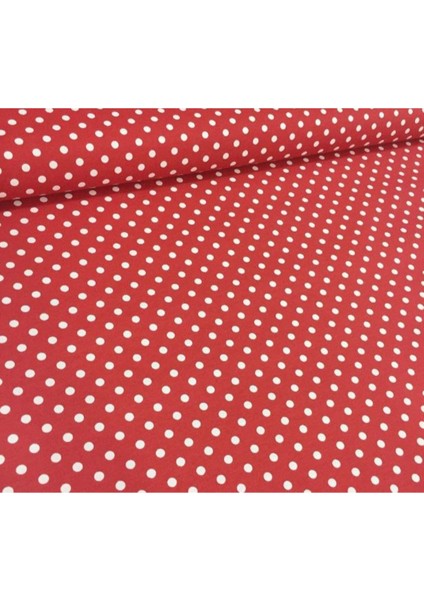 Puantiyeli Sıvı Geçirmez Keten Masa Örtüsü Kırmızı fiyatları