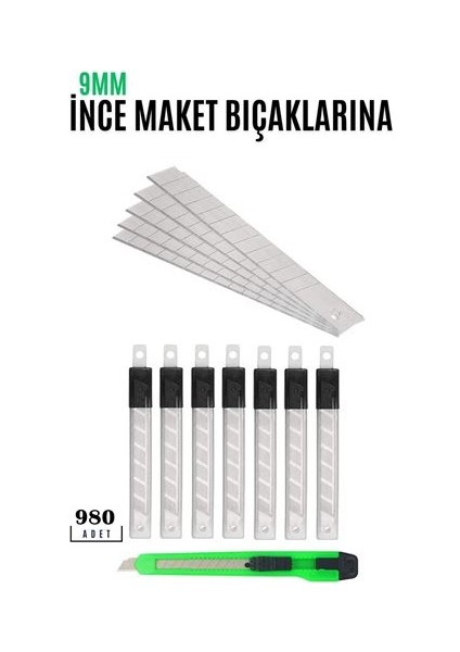 500+480 Adet Maket Bıçak Yedeği 9 mm Küçük Boy Için 718656