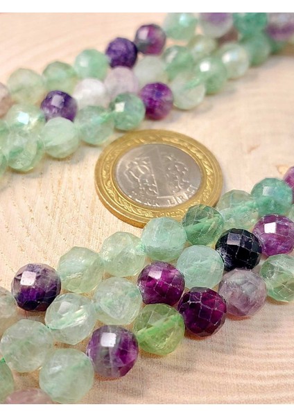 Florit Taşı Faset Kesim Yarım Dizi 8mm (18CM Uzunluğundadır)