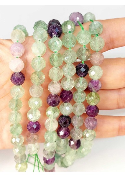 Florit Taşı Faset Kesim 8mm Unisex Ikili Bileklik modelleri