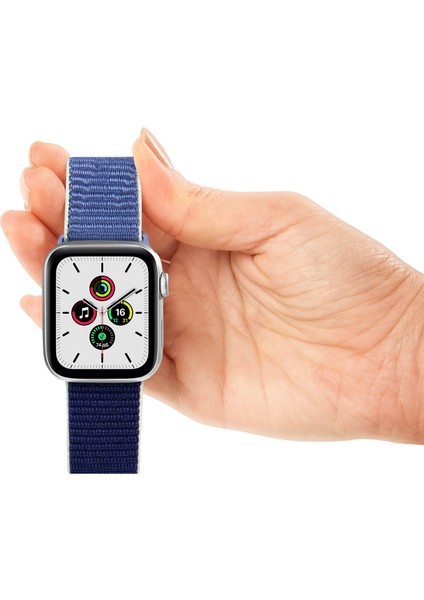 Watch Tüm Modeller Uyumlu Cırt Cırtlı Ayarlanabilir Bez Derin Mavi Kordon 38 40 41 mm modelleri
