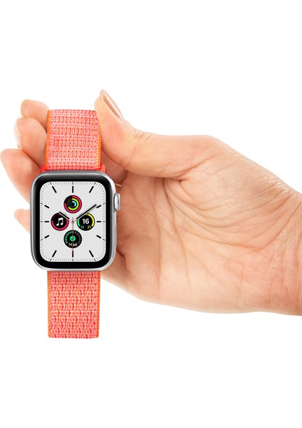 Watch Tüm Modeller Uyumlu Cırt Cırtlı Ayarlanabilir Bez Turuncu Kordon 42 44 45 49 mm modelleri