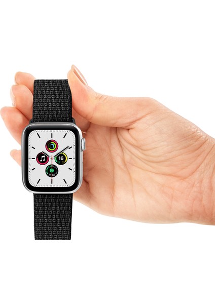 Watch Tüm Modeller Uyumlu Cırt Cırtlı Ayarlanabilir Bez Siyah Kordon 42 44 45 49 mm modelleri
