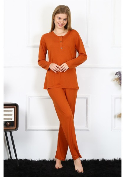 Kadın Penye Uzun Kol Patlı Pijama Takım 4168