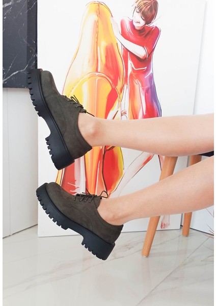 Haki Renk Süet Taban Kadın Loafer Ayakkabı fiyatları